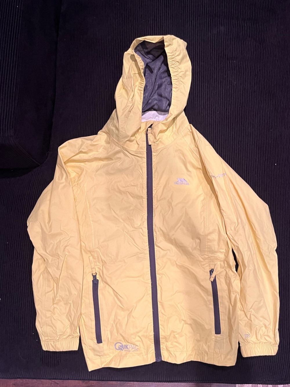 Trespass Pale Yellow Hooded Kids Raincoat with Contrasting Zips
